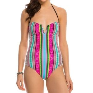 Hobie Striped Surprised One Piece Swimsuit